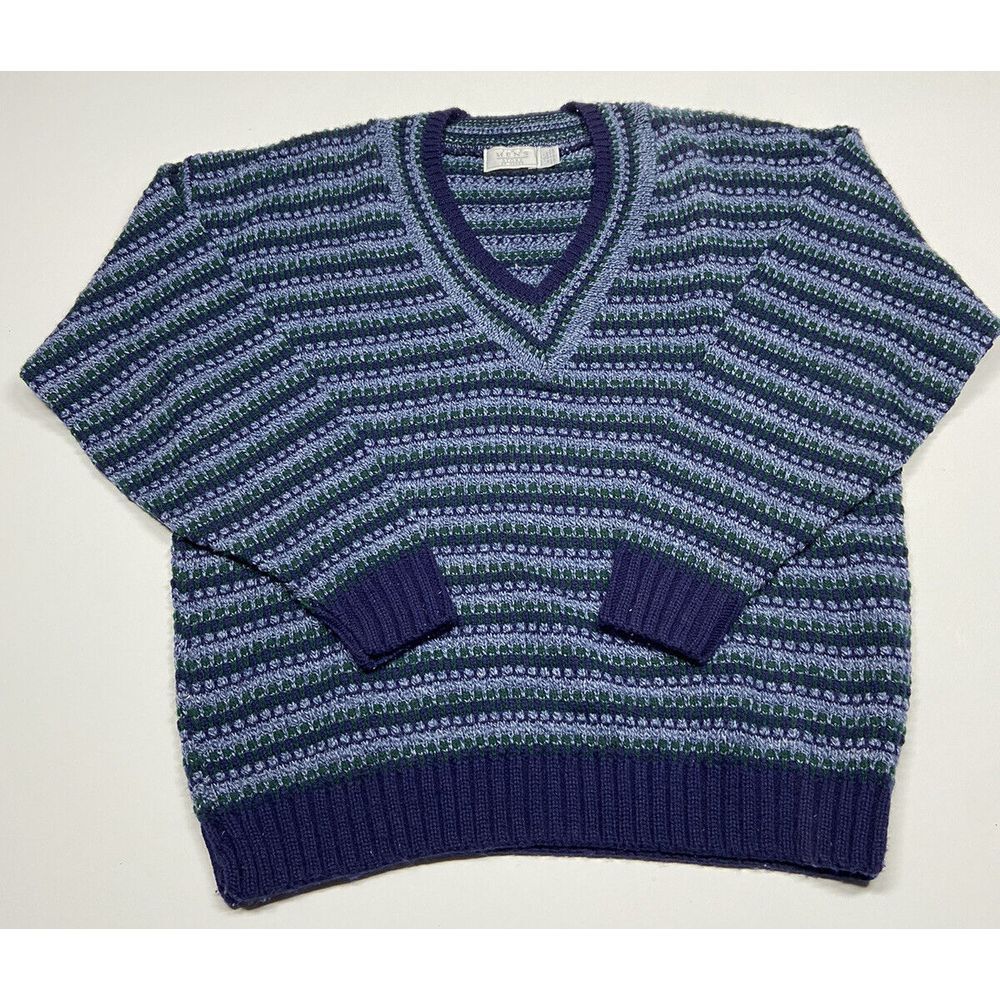 Vintage 90s The Men's Store At Sears Grandpa Acrylic‎ Striped Sweater Size L